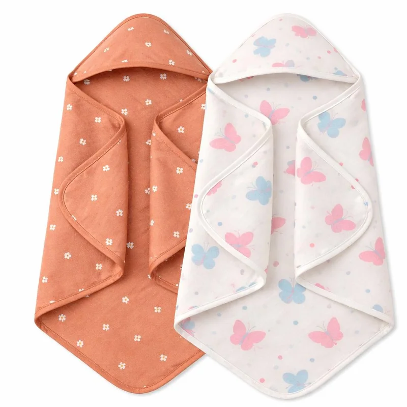 TUMMY TUMMY New Born Baby Muslin Hooded Towel Pack of 2