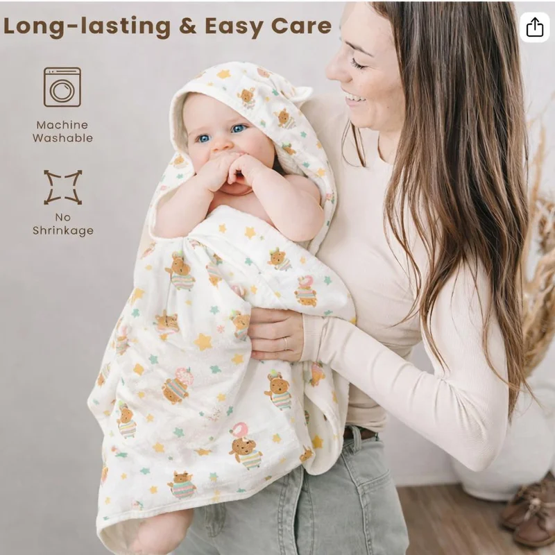 TUMMY TUMMY New Born Baby Muslin Hooded Towel Pack of 2