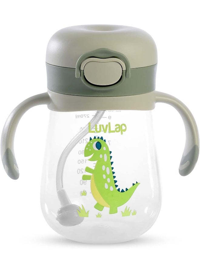 لوفلاب كوب لوف لاب بيبي المقاوم للعض بمصاصة ناعمة مع مقبض، مع ماصة مرجحة، كوب مضاد للانسكاب مع قفل مضاد للانسكاب، خالٍ من البيسفينول أ، 6 أشهر فما فوق، 300 مل، أخضر - Image 1