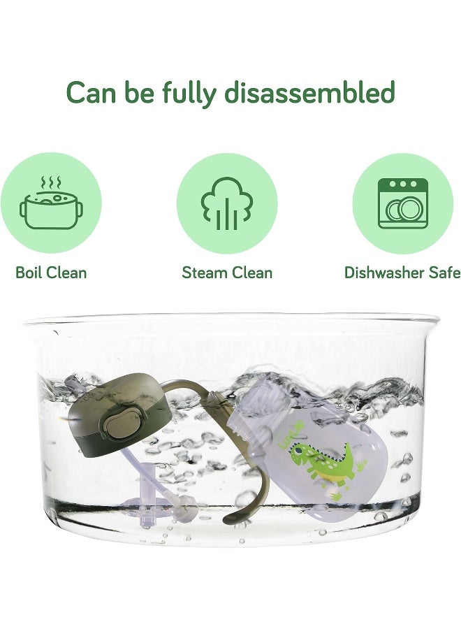 لوفلاب كوب لوف لاب بيبي المقاوم للعض بمصاصة ناعمة مع مقبض، مع ماصة مرجحة، كوب مضاد للانسكاب مع قفل مضاد للانسكاب، خالٍ من البيسفينول أ، 6 أشهر فما فوق، 300 مل، أخضر - Image 5