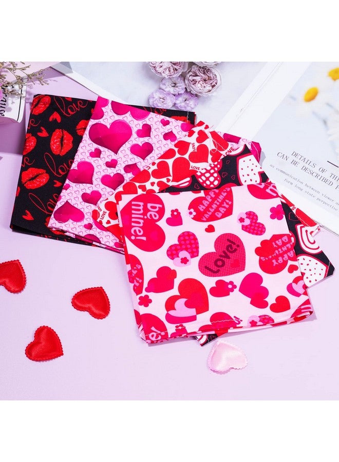 Dxhycc 5 Pack Valentines Dog Bandanas Triangle Dog Scarf Valentine Pet Bandana with Love Print Red Pink Heart Design for Medium and Large Dogs Cats Pets - Image 5
