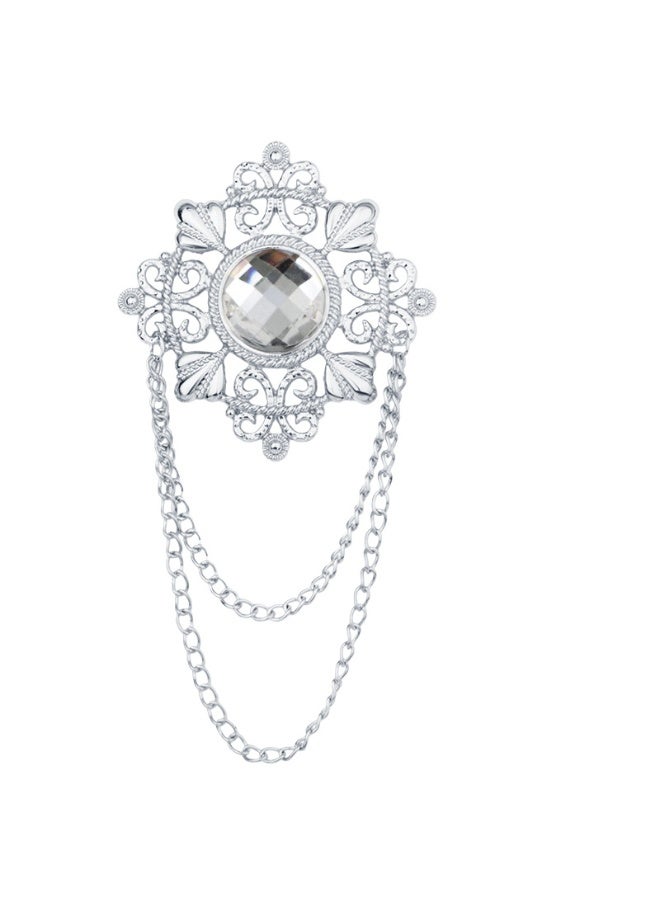 Shougu Versatile Temperament Personality Gemstone Tassel Chain Suit Brooch 