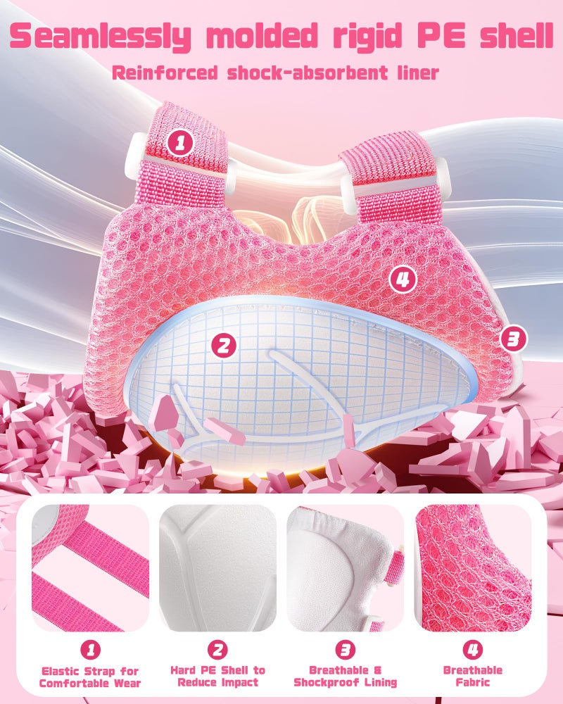 DARME Kids Protective Gear Set, Knee and Elbow Pads with Wrist Guards for Ages 3-8 Year Toddler, 3 in 1 Enhanced Material Protective for Skating Cycling Bike Roller Scooter, Includes Organizer Bag (Pink) - Image 4