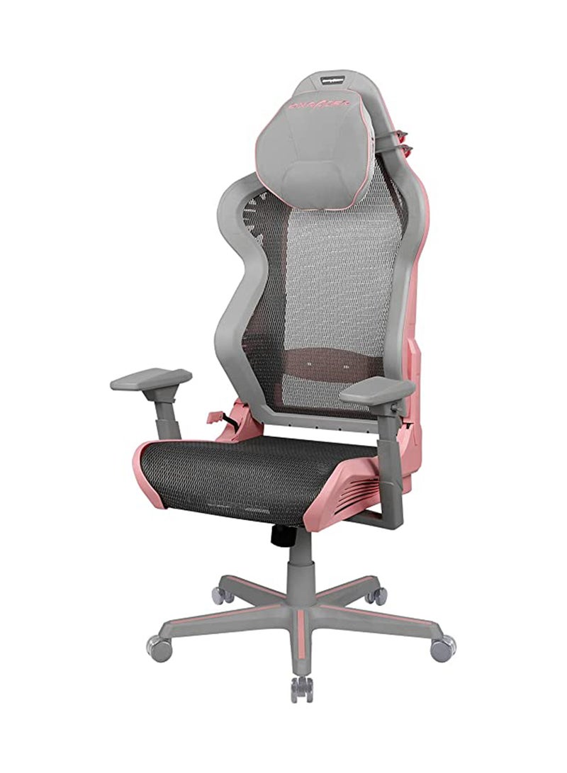 DXRacer AIR Ultra-Breathable Gaming Chair with Memory foam headrest cushion & Built-in lumbar support - Pink & Grey - Image 2