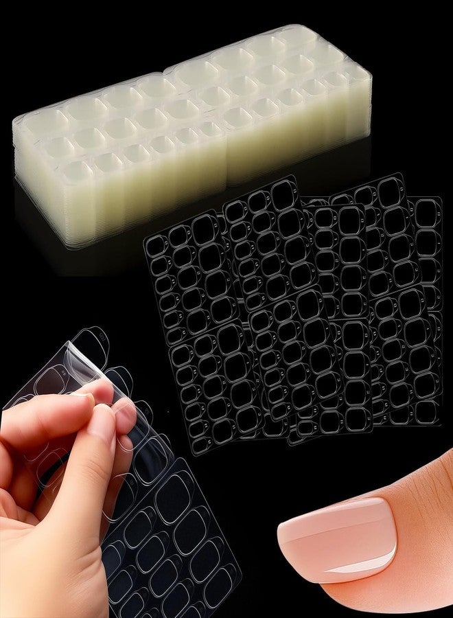 Asofelk 600 PCS Nail Adhesive Tabs (40 Sheets), Clear Ultra-Thin Double-Sided Press on Nail Stickers, 14 Sizes Waterproof Sticky Tabs for Fake Nails & DIY Manicure - Image 1