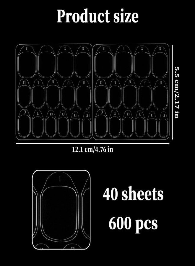 Asofelk 600 PCS Nail Adhesive Tabs (40 Sheets), Clear Ultra-Thin Double-Sided Press on Nail Stickers, 14 Sizes Waterproof Sticky Tabs for Fake Nails & DIY Manicure - Image 2