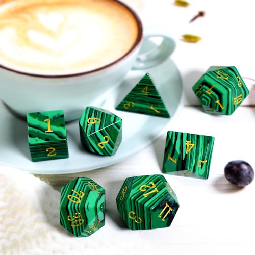 RULE DICE Malachite Stone Dice Set DD 7PCS Gemstone Dice Polyhedral DND Dice with Gift Case for Dungeons and Dragons Role Playing Games MTG Tabletop Games - Image 5
