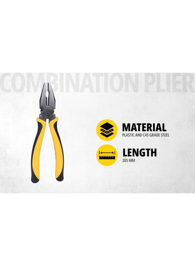 Stanley STANLEY 70-482 8'' Sturdy Steel Combination Plier with Anti-Rust properties for gripping, holding and cutting wires, YELLOW & BLACK  - Image 2