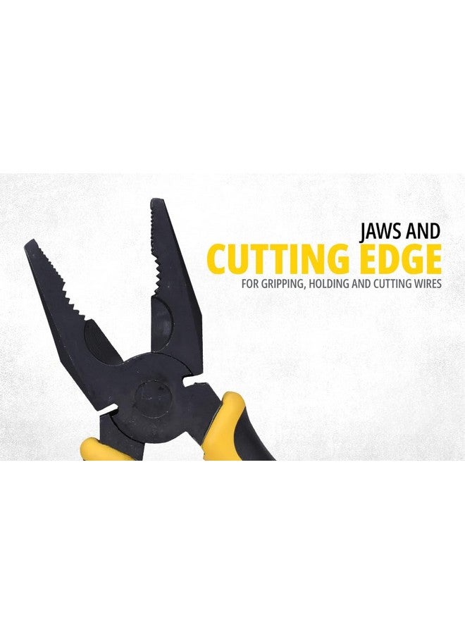 Stanley STANLEY 70-482 8'' Sturdy Steel Combination Plier with Anti-Rust properties for gripping, holding and cutting wires, YELLOW & BLACK  - Image 4