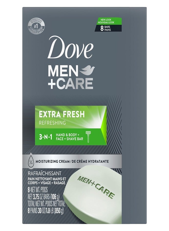 Dove Men+Care DOVE MEN + CARE 3 in 1 Bar Cleanser for Body, Face, and Shaving Extra Fresh Body and Facial Cleanser More Moisturizing Than Bar Soap to Clean and Hydrate Skin 3.75 Ounce (Pack of 8) - Image 2