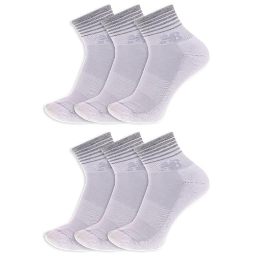 New Balance Unisex Ankle Socks 6 Pair Pack, White, Large - Image 1