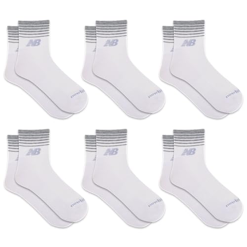 New Balance Unisex Ankle Socks 6 Pair Pack, White, Large - Image 2