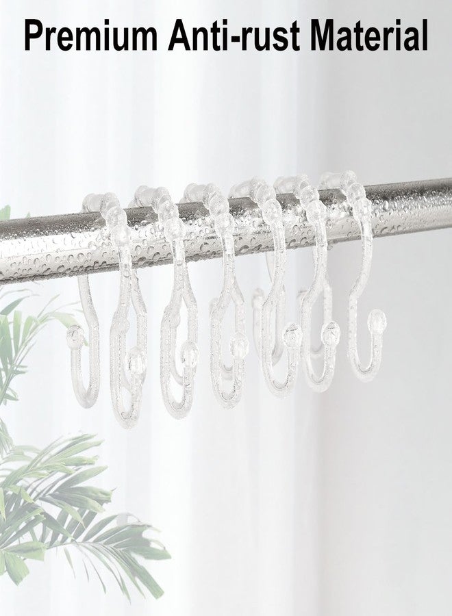 Resze Shower Curtain Hooks, 12 Pcs Clear Shower Curtain Rings, Plastic Glide Roller Shower Hooks, Rust Proof Anti-Drop Shower Rings, Smooth Sliding Double Hooks for Bathroom Shower Rods Curtains - Image 5