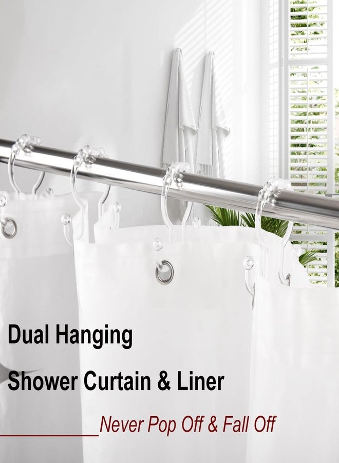 Resze Shower Curtain Hooks, 12 Pcs Clear Shower Curtain Rings, Plastic Glide Roller Shower Hooks, Rust Proof Anti-Drop Shower Rings, Smooth Sliding Double Hooks for Bathroom Shower Rods Curtains - Image 3