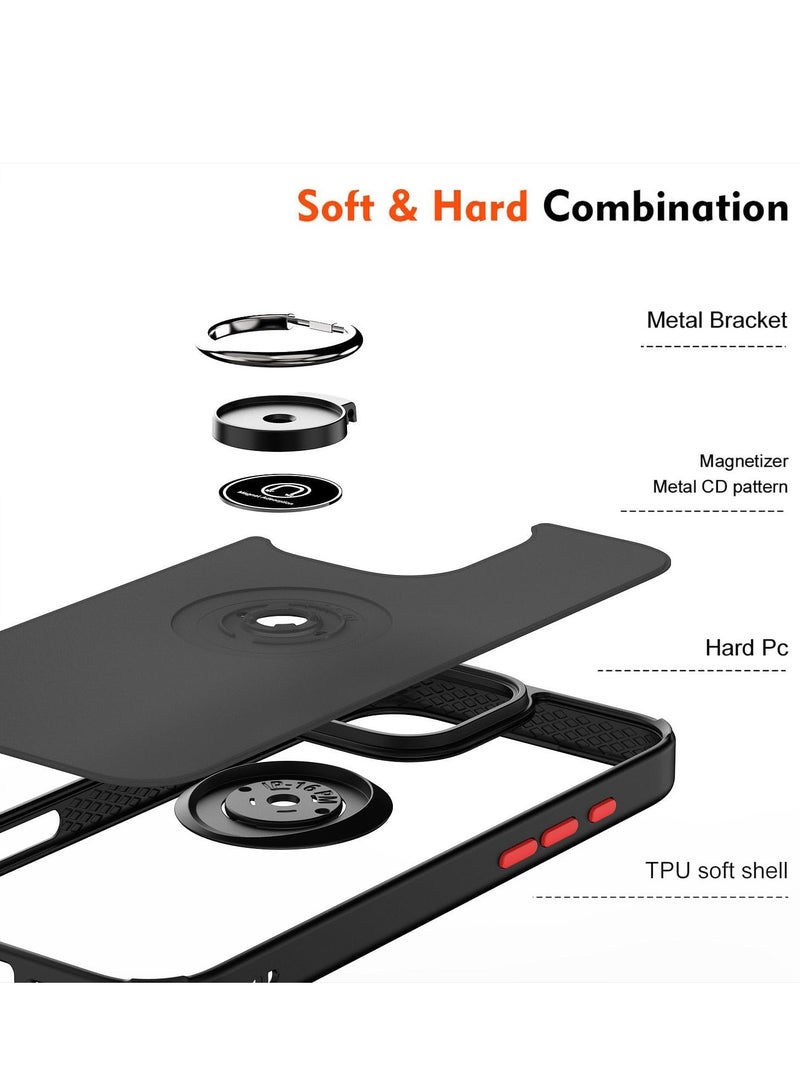 Blue Shockproof iPhone 16 Pro Case with Metal Ring Holder & Kickstand - Image 5