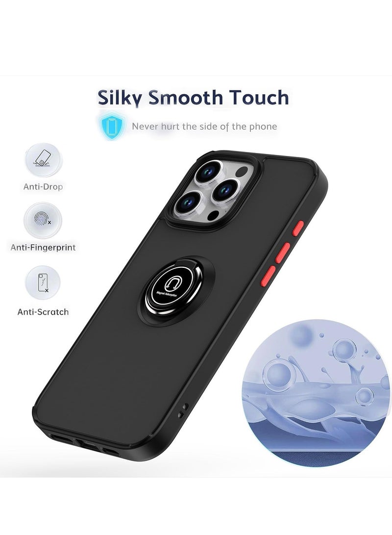 Blue Shockproof iPhone 16 Pro Case with Metal Ring Holder & Kickstand - Image 3