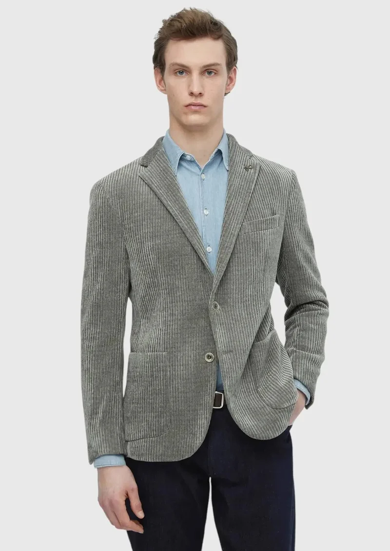 RAMSEY Light Green Patterned Shirt Shoulder Slim Fit Jacket