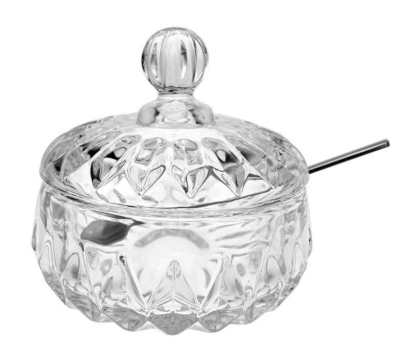 RockTrend Clear Glass Sugar Bowl Spice Jar Seasoning Box Condiment Pot with Lid SpoonTransparent2
