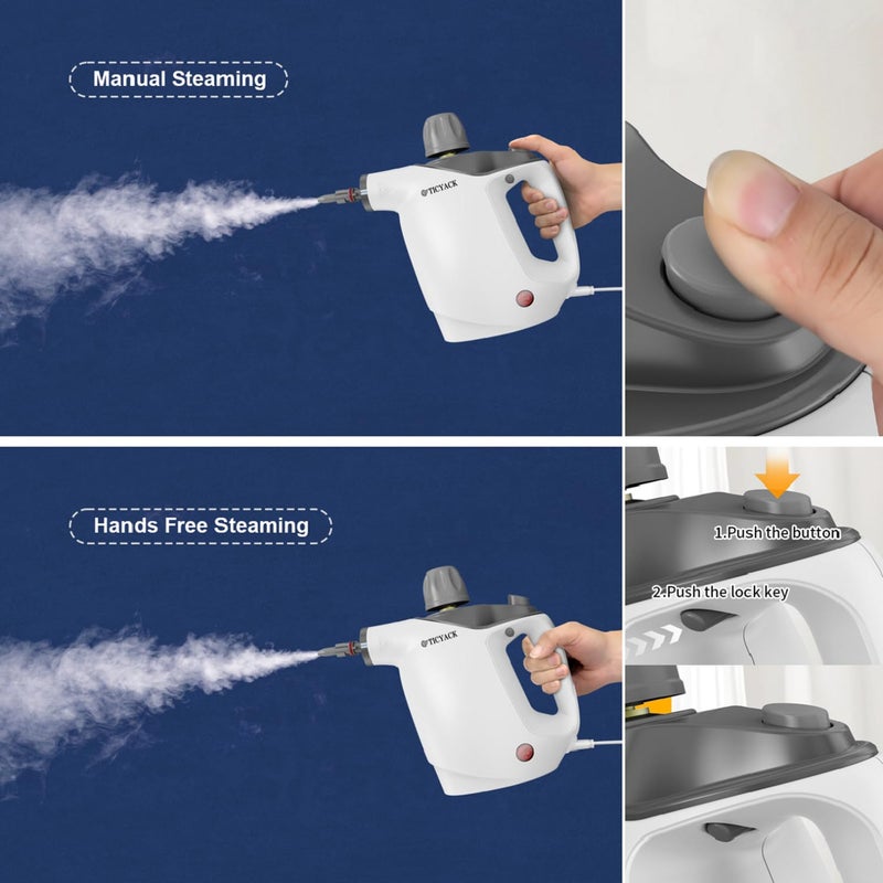 TICYACK Handheld Steam Cleaner, Steam Cleaner with 16 PCS Accessory & Safety Lock, 500ML Capacity, Multi-Surface Deep Cleaning for Home, Car, Bathroom, Grout, Floor, Window (White) - Image 4