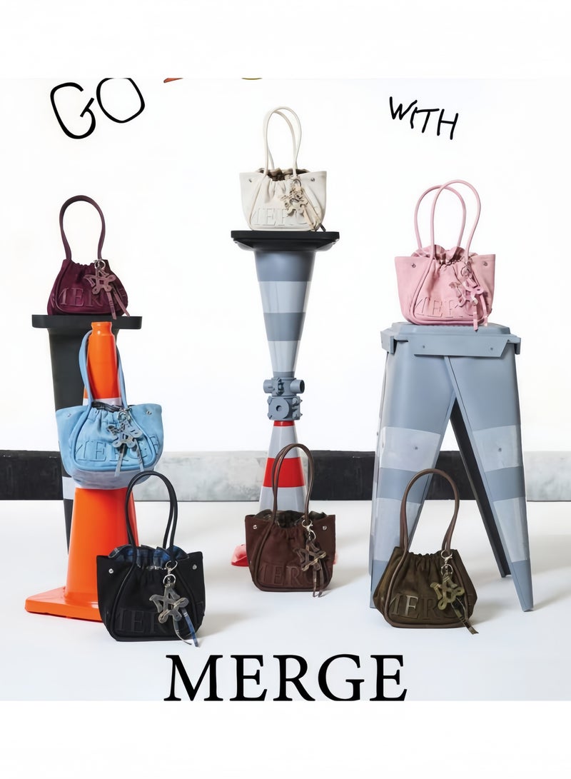 MERGE Exquisite Small Velvet Tote Bag – Indulge in Luxury with Plush Velvet Fabric, Chic Single-Shoulder Diagonal Design, and Ample Interior Space. Ideal for Effortlessly Stylish Daily Errands, Shop - Image 2