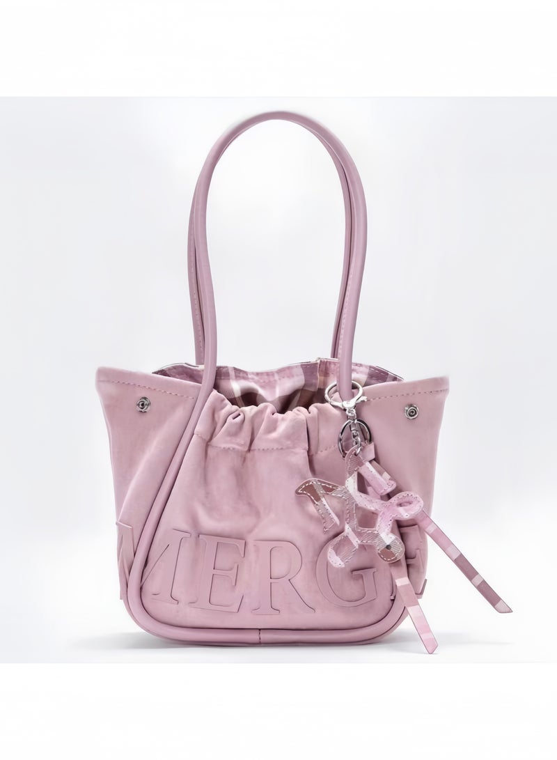 MERGE Exquisite Small Velvet Tote Bag – Indulge in Luxury with Plush Velvet Fabric, Chic Single-Shoulder Diagonal Design, and Ample Interior Space. Ideal for Effortlessly Stylish Daily Errands, Shop - Image 1