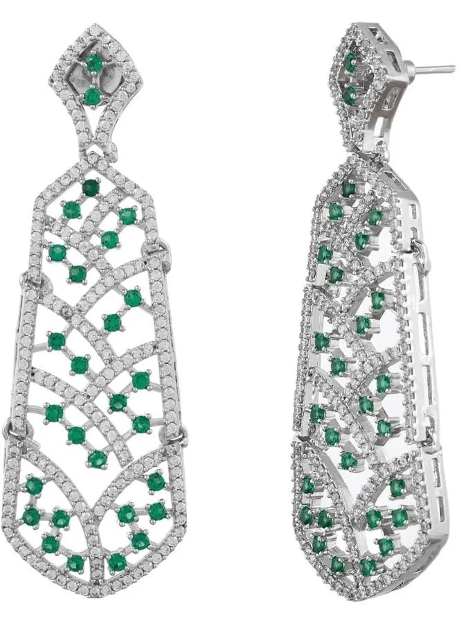 VOYLLA Voylla Sparkling Elegance Stunning American Diamond Long Dangler Earrings