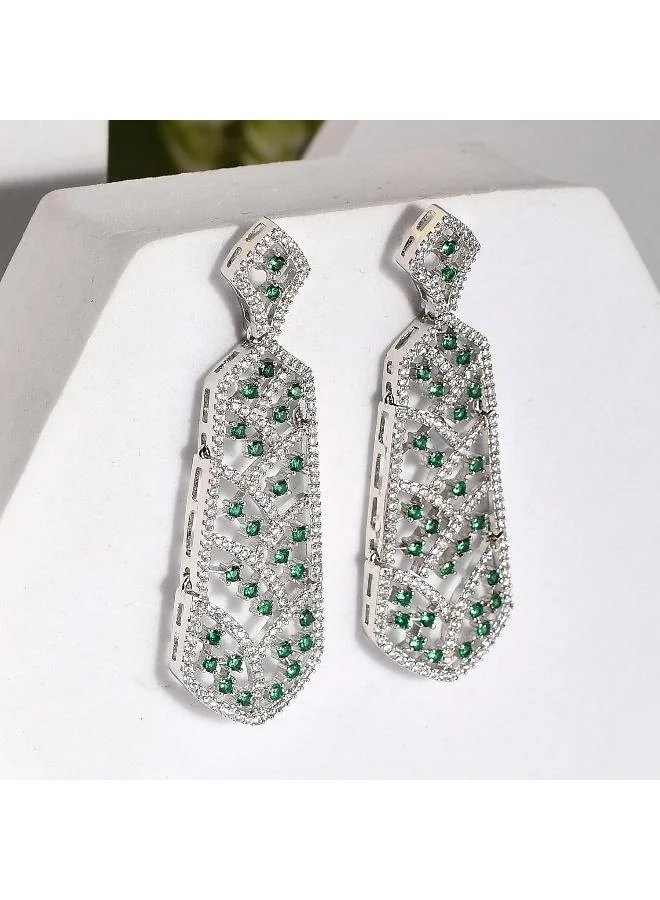 VOYLLA Voylla Sparkling Elegance Stunning American Diamond Long Dangler Earrings