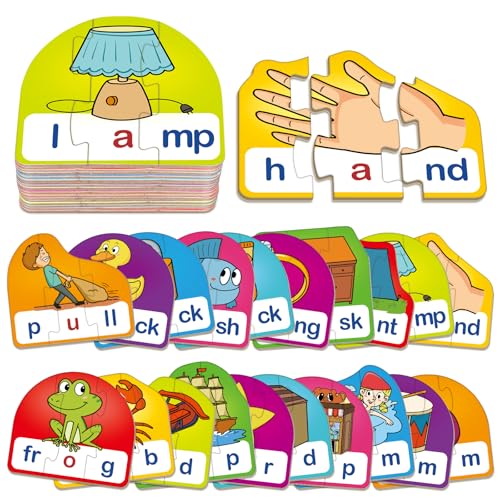 HugHush CVCC CCVC Puzzle Cards for KidsPhonics GamesSpeech Therapy Toys for Toddlers3 Alphabet Letter Word PuzzleLearning Reading Spelling GamesPreschool Kindergarten Classroom Must Haves - Image 1