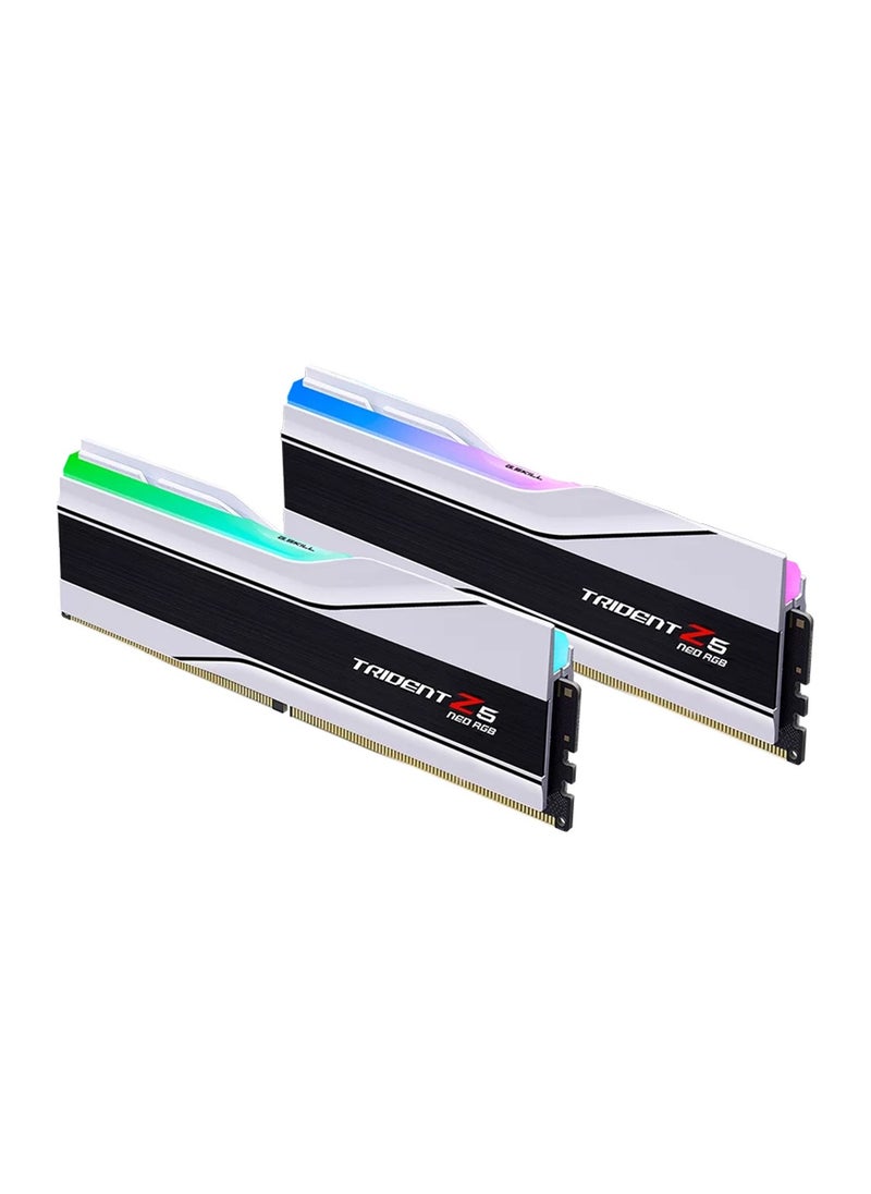 G.Skill - Trident Z5 Neo RGB 64GB (2 x 32GB) DDR5 6000 MT/s CL36 Dual Channel Desktop Memory Kit, 1.35V, Intel XMP 3.0, 288-Pin, White, Non-ECC, Unbuffered | F5-6000J3636F32GX2-TZ5NRW - Image 1
