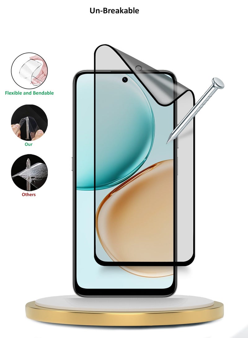 دبليو تيك حماية شاشة مرنة كاملة التغطية بحماية نانو سيراميك للـ Honor X7d 4G 2025 Premium مع لاصق كامل (MSCNMN) - شفاف/أسود - Image 3