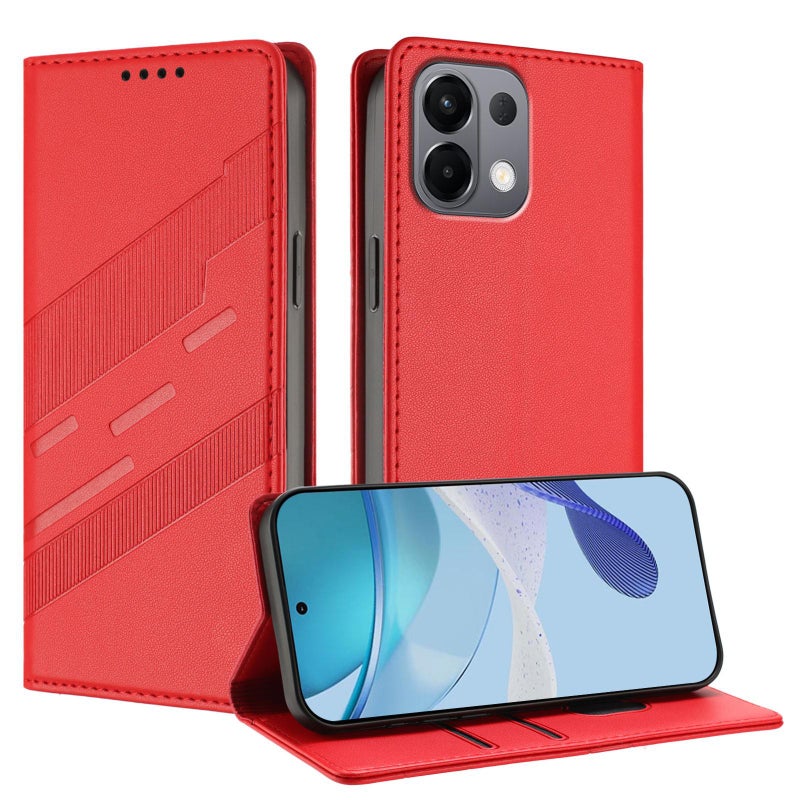 HuHa Case Cover For OPPO K13 5G Embossed Multi-functional Wallet Retro Leather Phone Case(Red) - Image 1