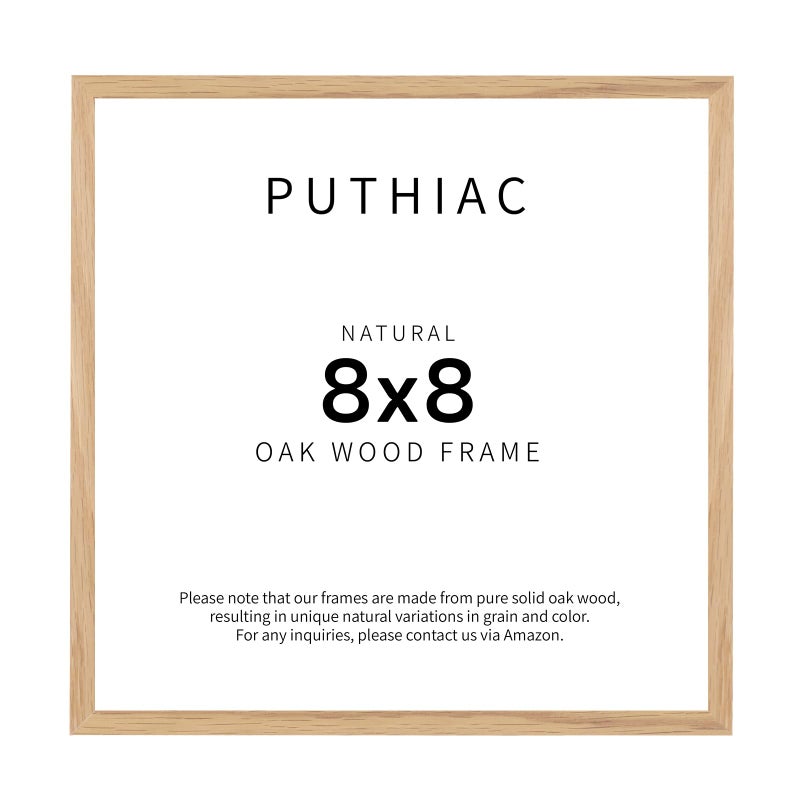 puthiac 8x8 Oak Wood Picture Frame - 8x8 Photo Frame  8x8 Picture Frame Wood  Natural Solid Wooden Picture Frames for Wall Art Photo and Prints(1 Pack  Beige) - Image 1