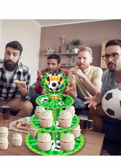 Excefore لوازم حفلة عيد ميلاد بموضوع كرة القدم ، كأس العالم 2022 ، زينة ، حامل كعك مكون من 3 طبقات من الكرتون ، زينة كعكة بموضوع رياضي للمراهقين  - Image 3