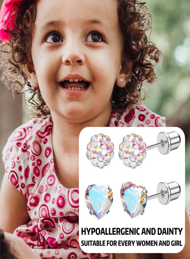 MJust 5 Pairs G23 Titanium Earrings for Women, Hypoallergenic Titanium Stud Earrings for Sensitive Ears, Screw Back Cartilage Earrings Set (Colorful) - Image 4