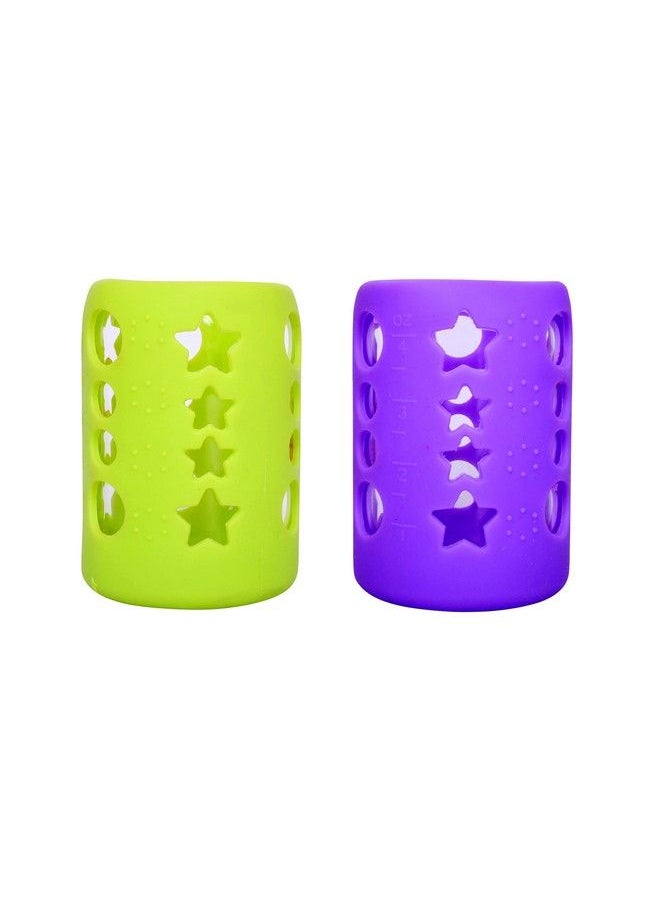 The Little Lookers Baby Feeding Bottle Silicone Warmer Cover Sleeve Holder Insulated Protection For Newborns Infants Babies (Pack Of 2) (Purple & Green 120 Ml)  - Image 1
