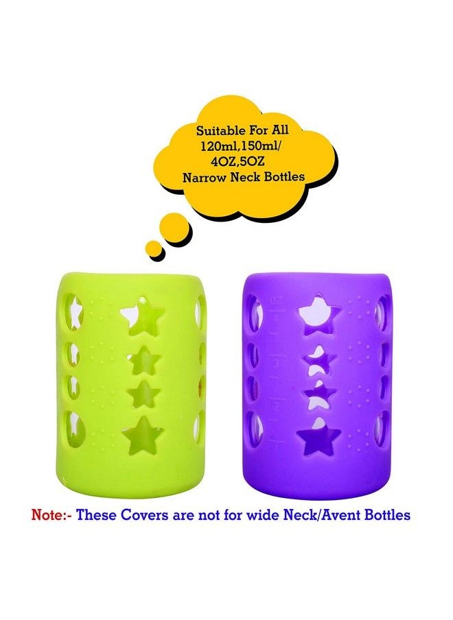 The Little Lookers Baby Feeding Bottle Silicone Warmer Cover Sleeve Holder Insulated Protection For Newborns Infants Babies (Pack Of 2) (Purple & Green 120 Ml)  - Image 3