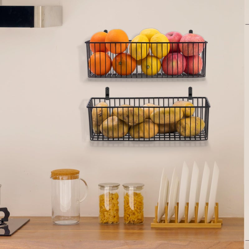 Wetheny Black Wire Basket Wall Mounted(4 Pack) - Metal Toilet Paper Storage Basket - Rectangular Wire Baskets for organizing Kitchen Bathroom Countertop - Image 5