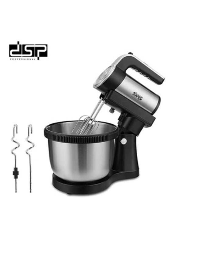 DSP 5-speed, 4L stand mixer, model DSP KM3058. Stainless steel stand mixer with two mixing paddles and chrome dough hooks. - Image 4