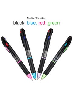 Jovitec JOVITEC 12 Pcs Multicolor Ballpoint Pens 4 in 1 Retractable Ballpoint Pens 4 Colors Gel Ink Ball Point Pen for Office School Teachers Nurses Students Children Gift, 0.7 mm, Black, Blue, Red and Green  - Image 2