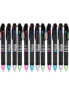 Jovitec JOVITEC 12 Pcs Multicolor Ballpoint Pens 4 in 1 Retractable Ballpoint Pens 4 Colors Gel Ink Ball Point Pen for Office School Teachers Nurses Students Children Gift, 0.7 mm, Black, Blue, Red and Green  - Image 1
