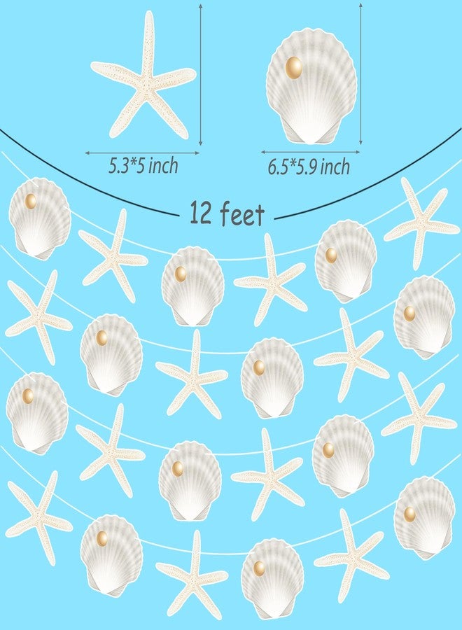 اوموني لافتات نجم البحر والأصداف البحرية، 4 قطع، زينة حفلات شاطئية ساحلية، لافتات مقطوعة من الأصداف البحرية، زينة نجم البحر للمحيط، لوازم حفلات استقبال المولود الصيفية تحت الماء - Image 5
