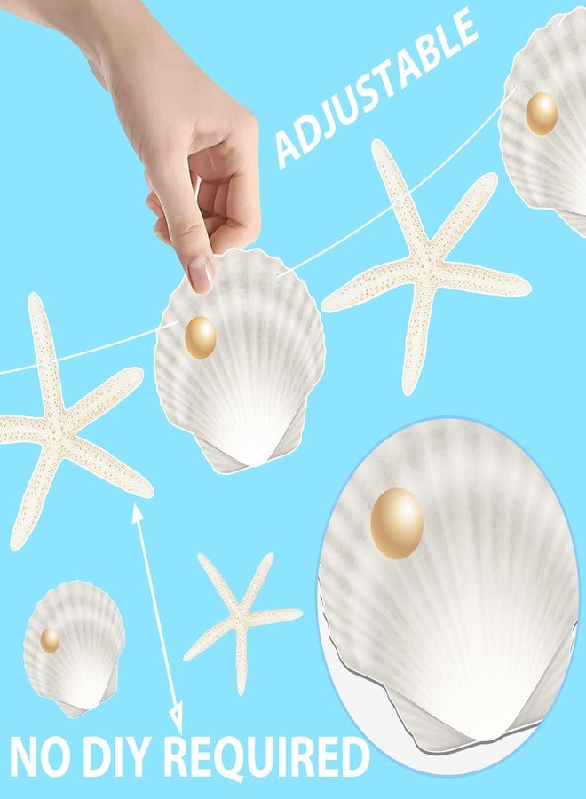اوموني لافتات نجم البحر والأصداف البحرية، 4 قطع، زينة حفلات شاطئية ساحلية، لافتات مقطوعة من الأصداف البحرية، زينة نجم البحر للمحيط، لوازم حفلات استقبال المولود الصيفية تحت الماء - Image 4