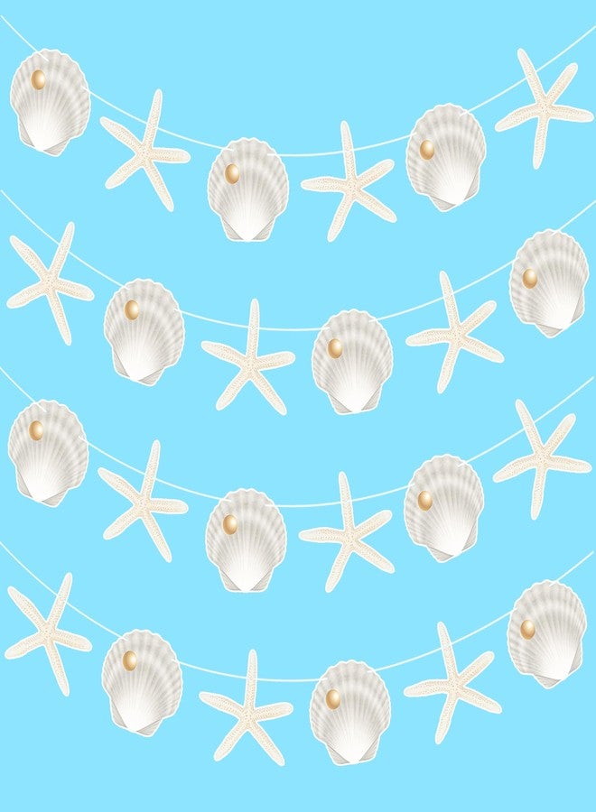 اوموني لافتات نجم البحر والأصداف البحرية، 4 قطع، زينة حفلات شاطئية ساحلية، لافتات مقطوعة من الأصداف البحرية، زينة نجم البحر للمحيط، لوازم حفلات استقبال المولود الصيفية تحت الماء - Image 1