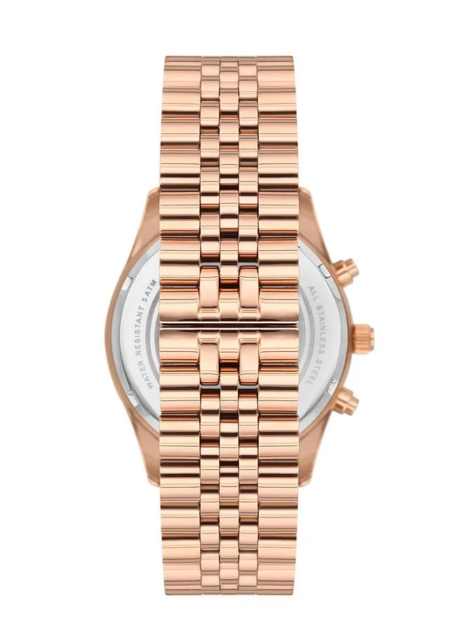 U.S. Polo Assn. Crossing 38mm multifunction Women's Watch with Silver Dial Rose Gold Case & Bracelet