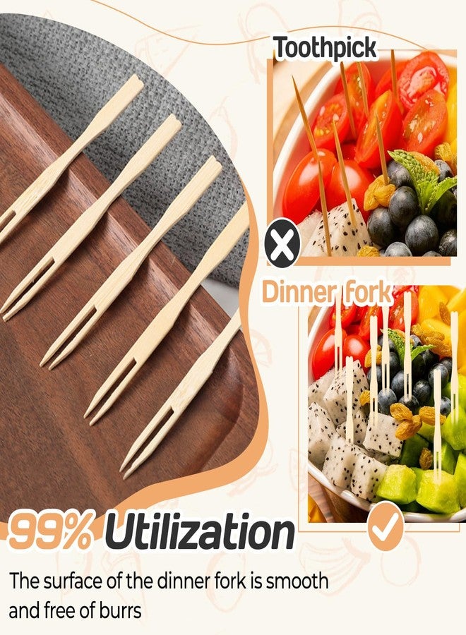 OLLBIT 100PCS Mini Bamboo Forks,3.5 Inch Mini Forks for Appetizers,Disposable Tiny Food Picks,Wooden Toothpicks Fork,Small Appetizer Picks for Parties,Cocktail Forks for Weddings - Image 5