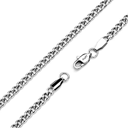 AmyRT Jewelry 4.5mm Titanium Steel Mens Beveled Curb Link Chain Silver Gold Necklace 16 in - Image 1