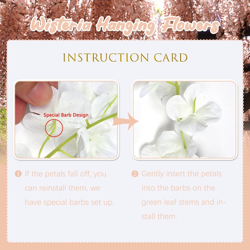 ZEBMOON 5 Pack Champagne Wisteria Hanging Flowers  Champagne 3.77 Ft Fake Hanging Flowers  Champagne Artificial Wisteria Garland  Wisteria Flower Vines  Champagne Wisteria Garland for Backdrop Wedding Decor - Image 4