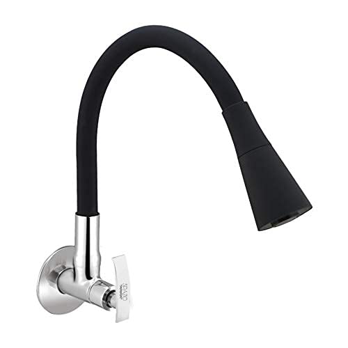 Spazio Fusion Flexo SmartBuy Flexible Sink Faucet Flxo Play with 360 Degree Flexible Silicon Hose Dual Flow Pattern HotCold Water Tap with Wall Flange Kitchen Mixer Faucet Black Chrome - Image 1