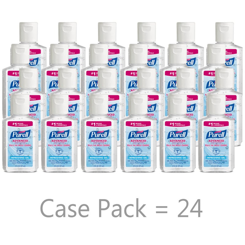 Purell جل مطهر اليدين المتقدم من بيوريل، 2 أونصة سائلة زجاجة محمولة بغطاء قابل للطي (عبوة من 24) - 9605-24-CMR - Image 2