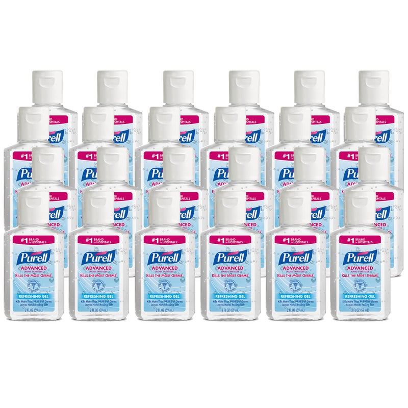 Purell جل مطهر اليدين المتقدم من بيوريل، 2 أونصة سائلة زجاجة محمولة بغطاء قابل للطي (عبوة من 24) - 9605-24-CMR - Image 1